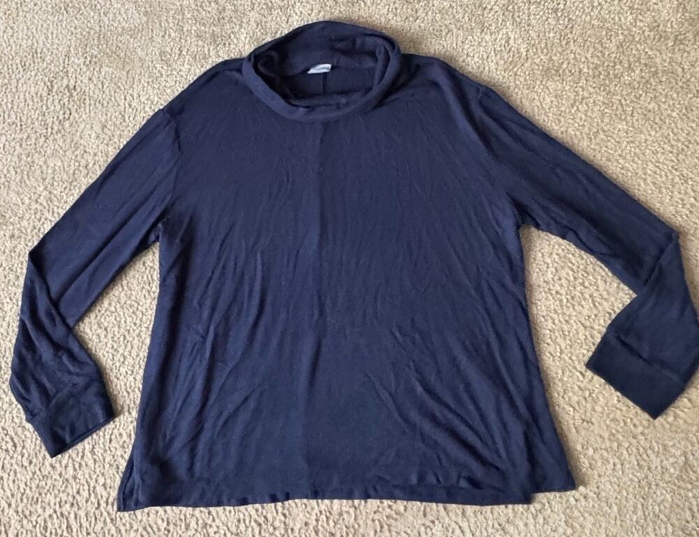 Stars Above Womens Large Navy Blue Soft Stretch Cowl Neck Lounge Top Large
